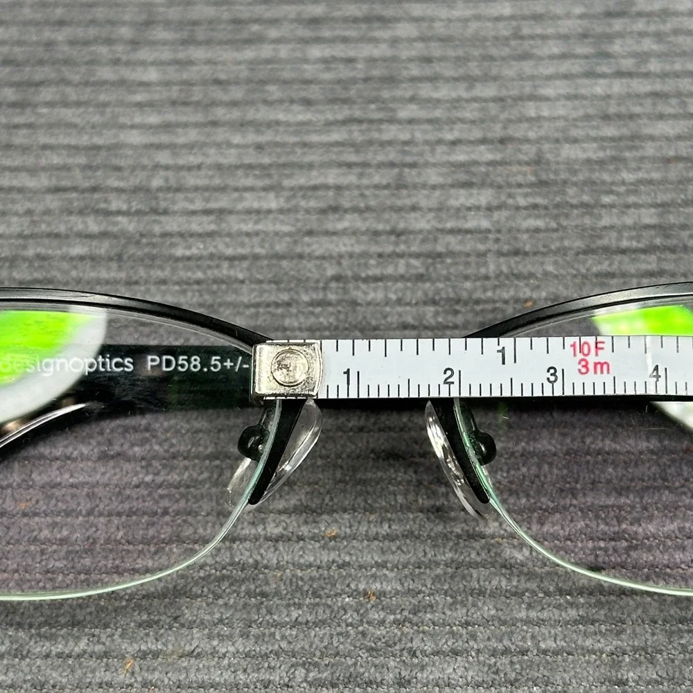 Design Optics Black Tortoise Semi Rimless Cat Eye y2k Reading Glasses SS0116 vtg
